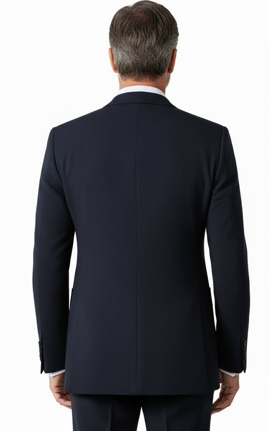 Custom Navy Blue Wool Suit Blazer for Men Business Casual | WIAI Custom Suits - View 2