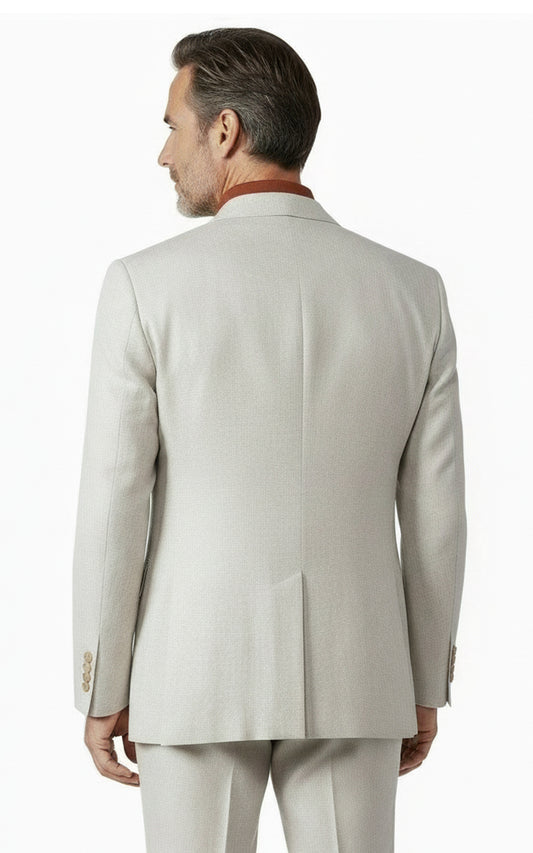 Custom Tailored Beige Linen Suits Mens Formal Wedding Wear Jacket