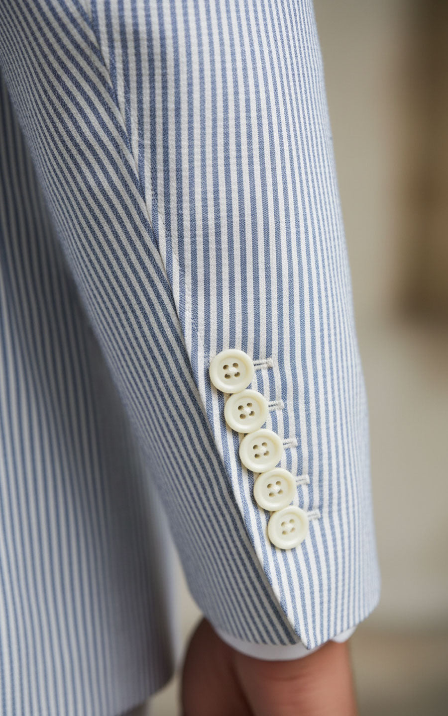 Navy Seersucker Custom Suit Men Tailored Casual Jacket