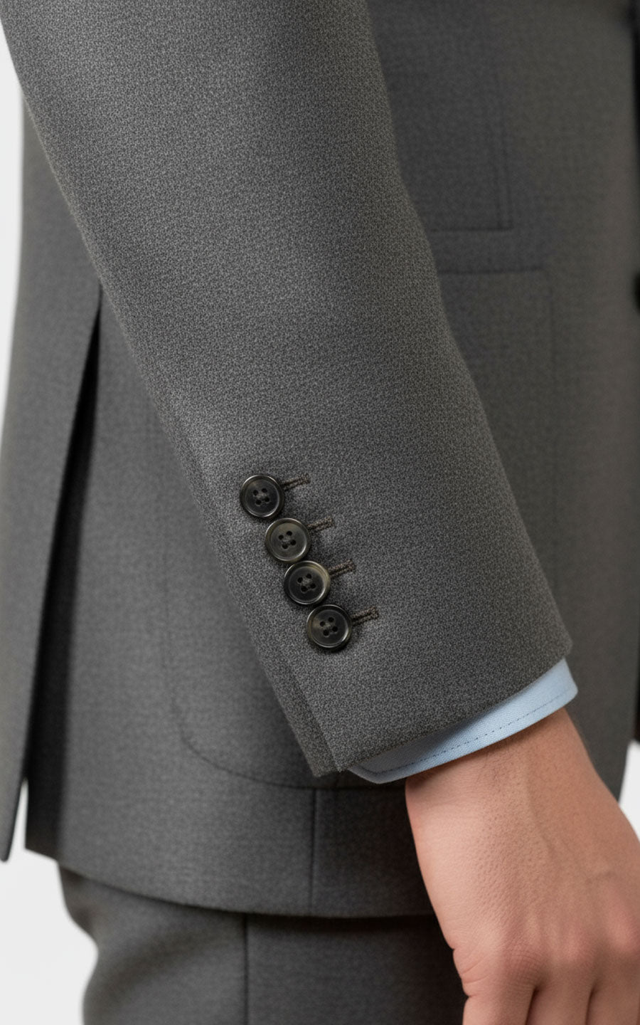 Custom Gray Silk Flannel Stretch Business Suit Set for Men