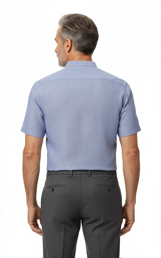 Custom Fit Light Blue Linen Shirt Men Summer Casual | WIAI Custom Suits - View 2