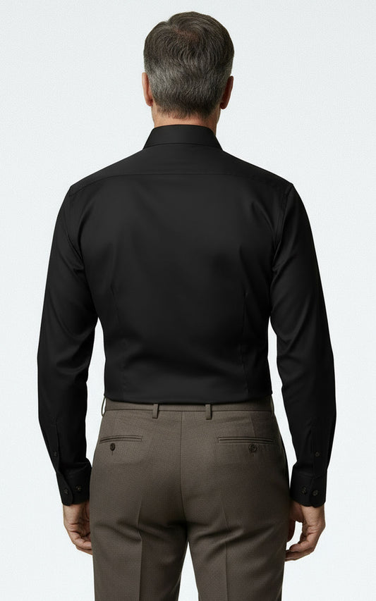 Custom Men's Tailored Black Dress Shirt Men Business Formal | WIAI Custom Suits - View 2