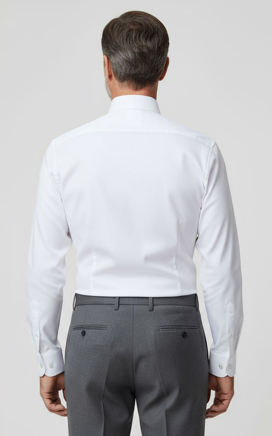 Custom Men White Custom Shirt Embroidered Tailored Business Wear | WIAI Custom Suits - View 2