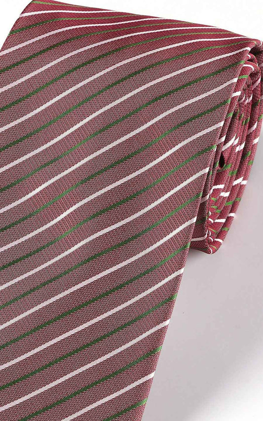 Custom Formal Tie Burgundy Striped Silk - Classic Business | WIAI Custom Suits - View 2