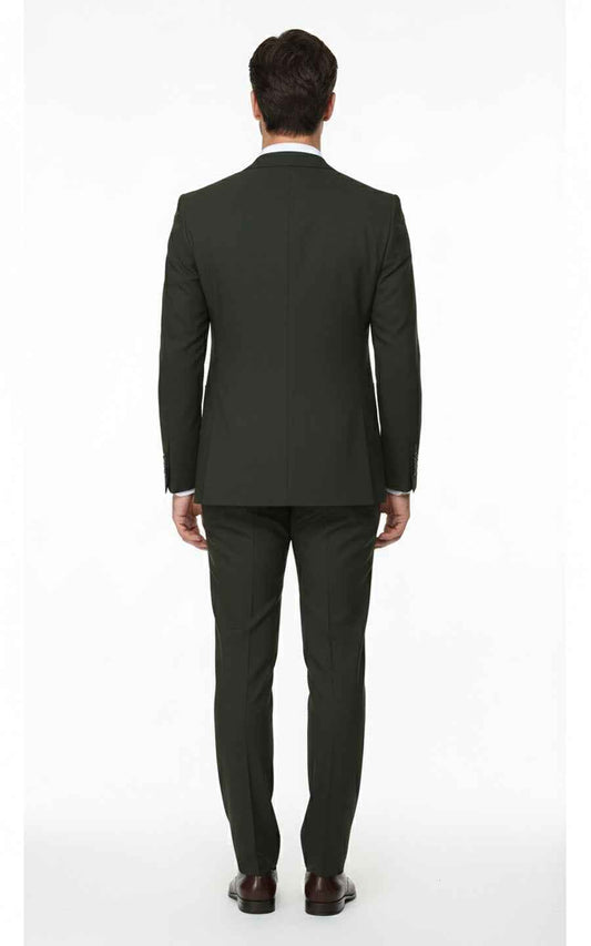 Custom Dark Green Suit Men Business Tailored Two Piece | WIAI Custom Suits - View 2
