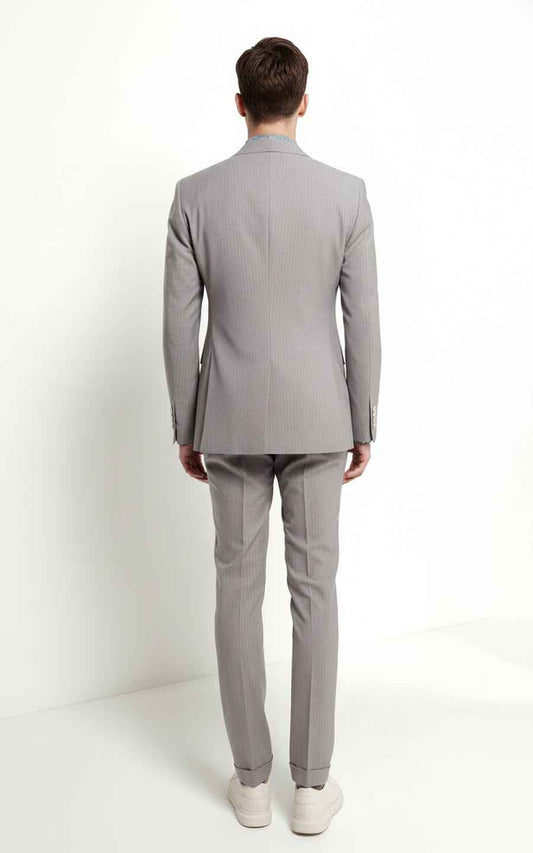 Men's Gray-Brown Striped Formal Custom Suits Set