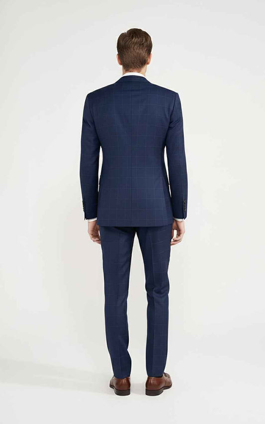 Tailored Navy Suit Set Men Double Breasted Business Formal