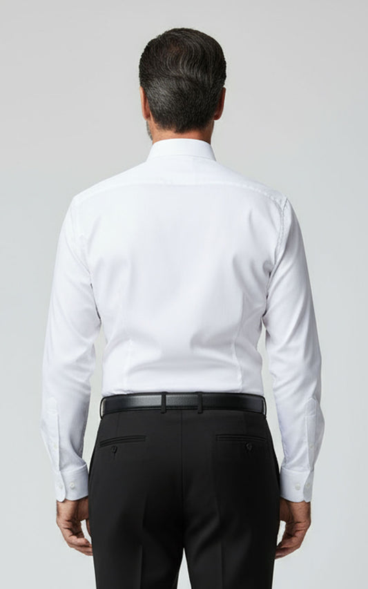 Custom Leaf Embroidered White Formal Men's Dress Shirt Business | WIAI Custom Suits - View 2