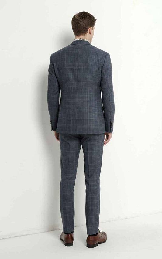 Custom Fog Blue Custom Tailored Mens Suit Set Business Two Piece | WIAI Custom Suits - View 2