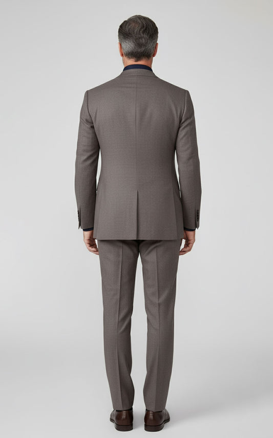 Custom Men Light Brown Twill Custom Suit Set Business Wedding Suit | WIAI Custom Suits - View 2