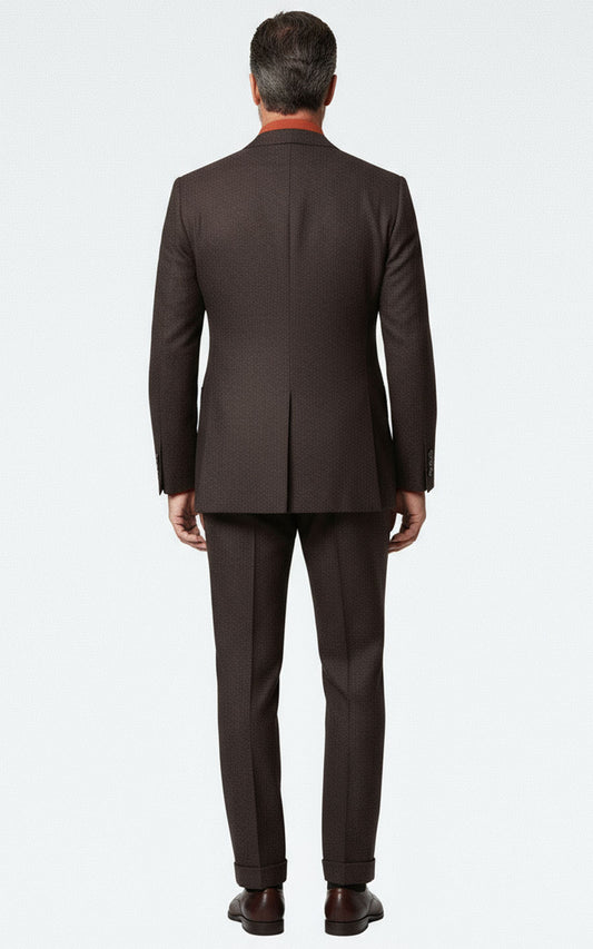 Custom Dark Brown Checkered Suit Set Men Business Suit Wear | WIAI Custom Suits - View 2