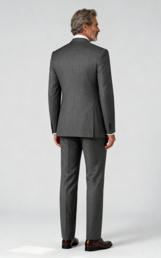 Custom Mens Suit Grey Twill Business Formal Tailored | WIAI Custom Suits - View 2