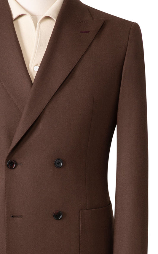Dark brown wool blazer front view custom tailored fit