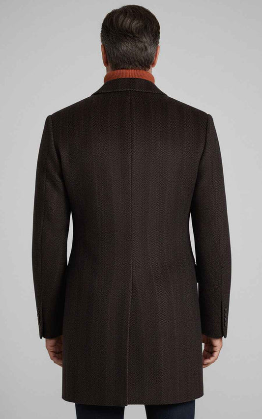 Custom Men's overcoat Brown Double Breasted Winter Formal | WIAI Custom Suits - View 2