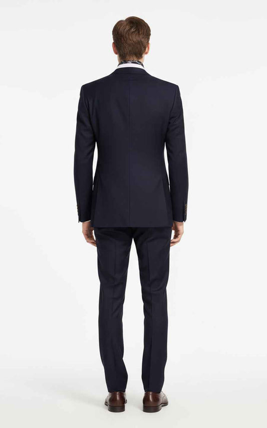 Custom Dark Navy Slim Fit Business Men Suit Custom Tailored Set | WIAI Custom Suits - View 2