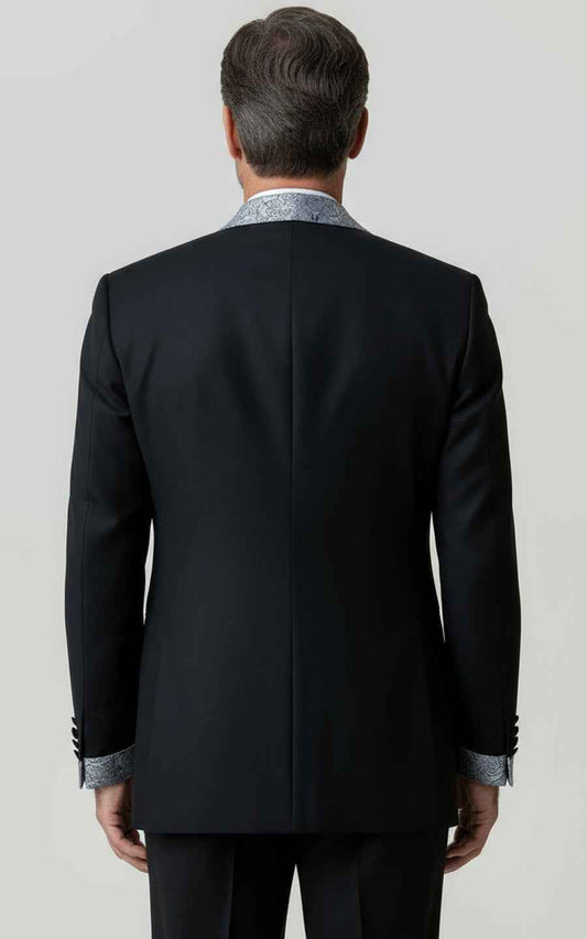 Custom Made to Measure Black Tuxedo Mens Formal Wedding Evening Coat | WIAI Custom Suits - View 2