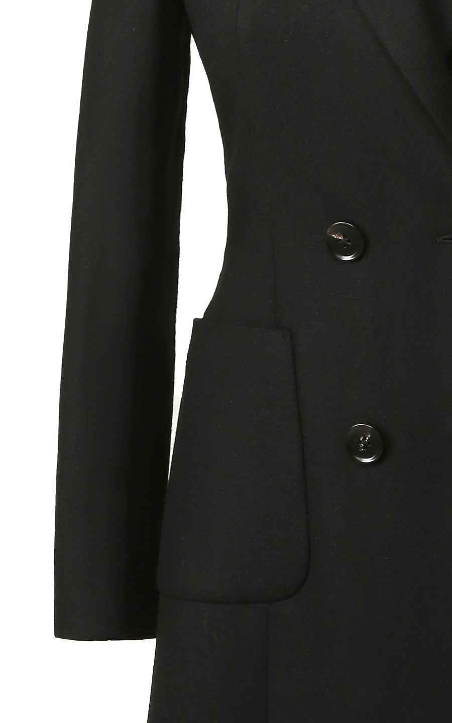 Classic Black Double-Breasted Wool Coat