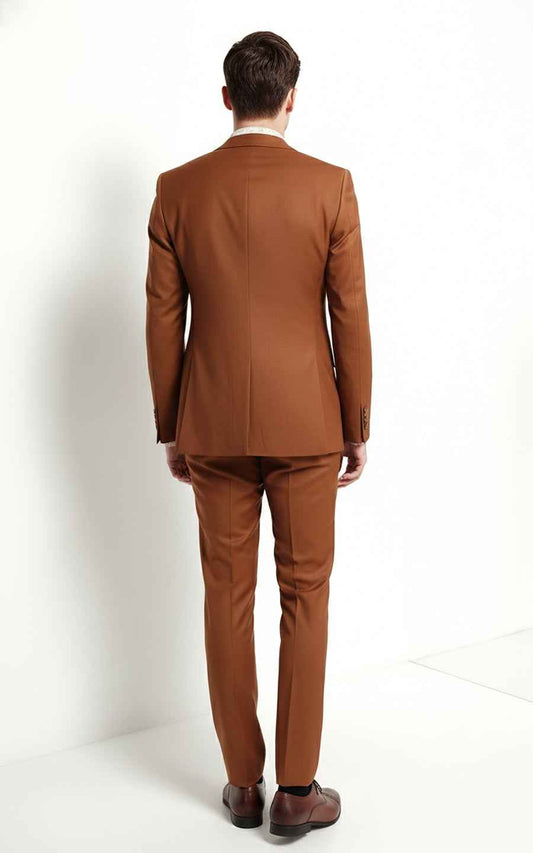 Custom Business Suit Men | Caramel Tailored Suit Men Business Formal Two Piece Set — WIAI Made-... | WIAI Custom Suits - View 2