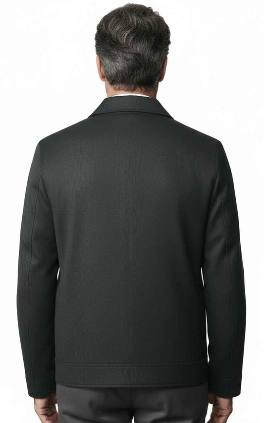 Custom Business Suit Men | Charcoal Grey Tailored Zip Jacket for Men Business Casual — WIAI Mad... | WIAI Custom Suits - View 2