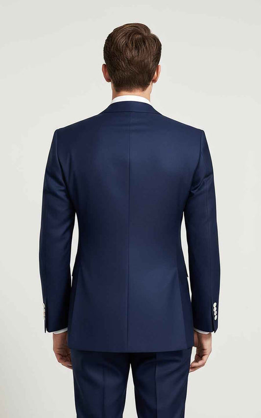 Navy blue men's double-breasted business casual customize suit coat