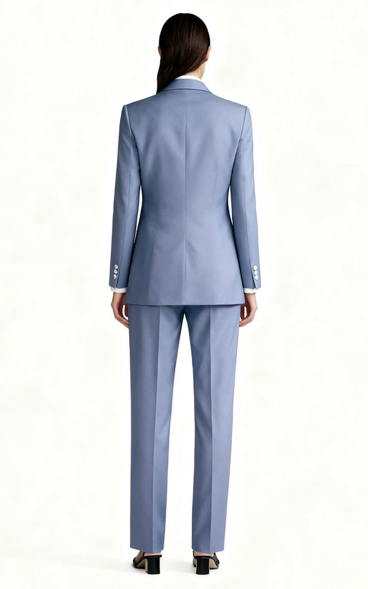 Custom Business Suit Men | Custom Blue DoubleBreasted Women's Suits Set Business Wear — WIAI Ma... | WIAI Custom Suits - View 2