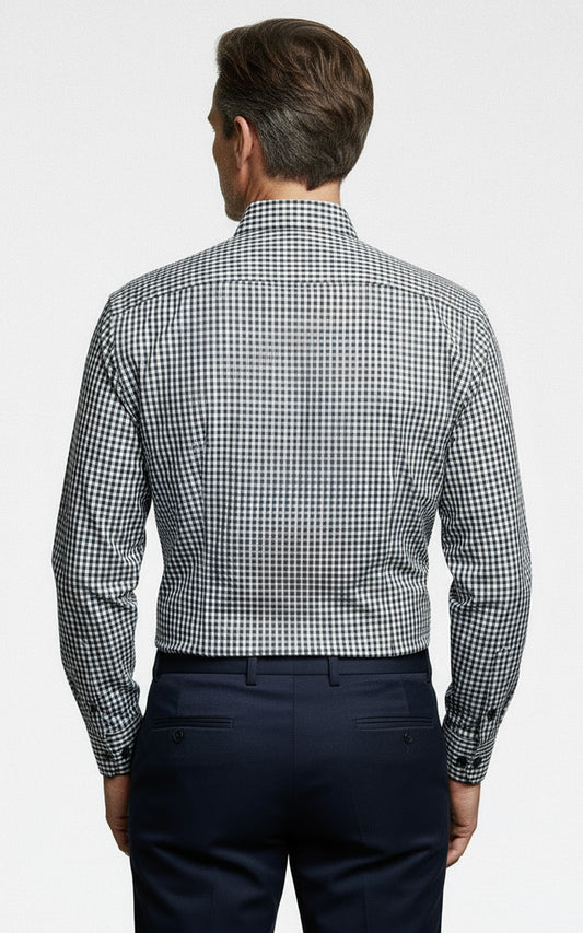 Custom Gray Plaid Casual Shirt Men's Custom Shirt | WIAI Custom Suits - View 2