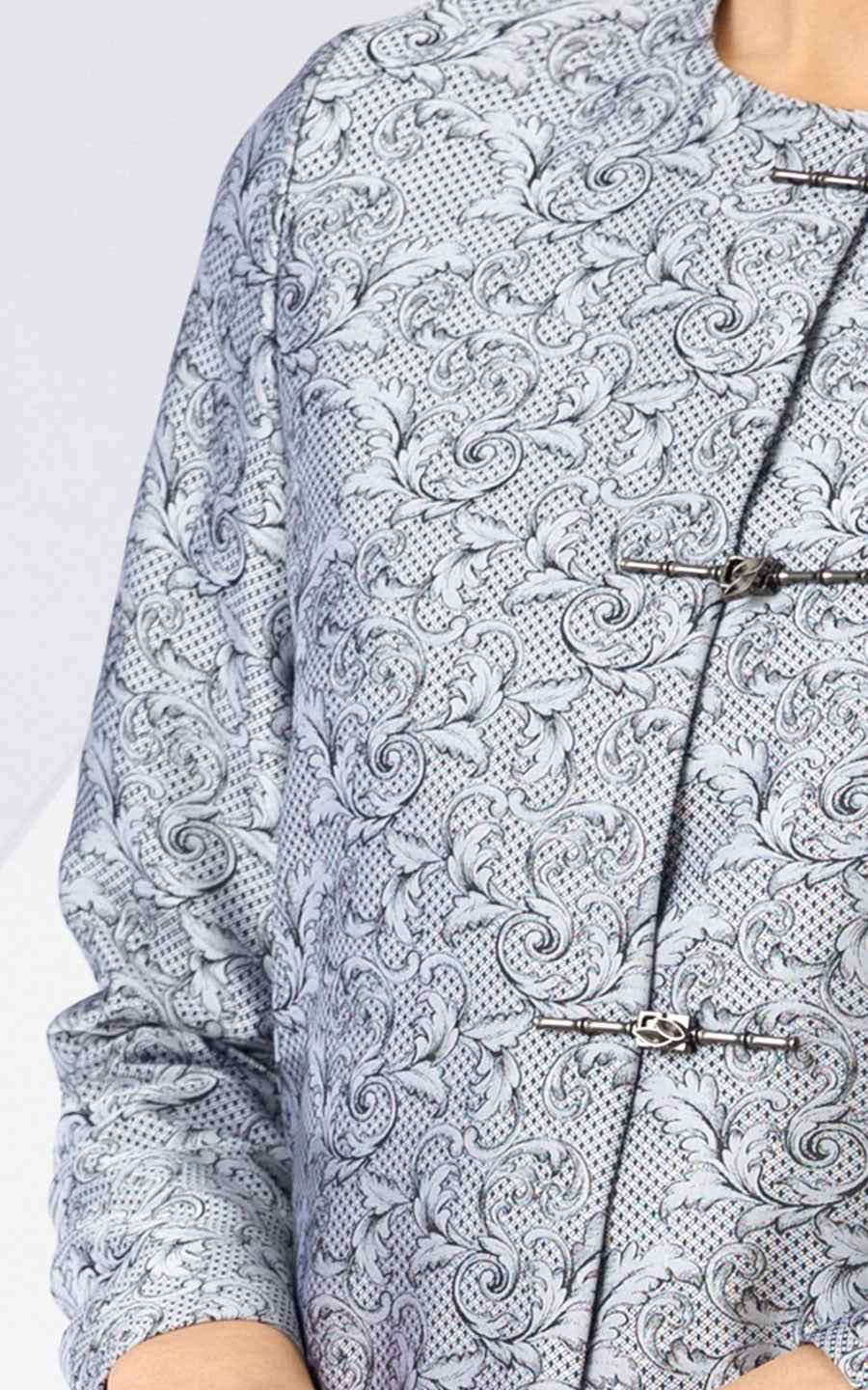 Elegant Chinese Traditional Jacket - Gray Paisley Pattern