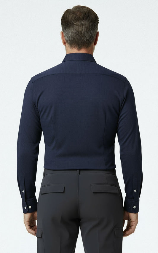 Custom Navy Blue Formal Shirt Mens Professional Tailored | WIAI Custom Suits - View 2