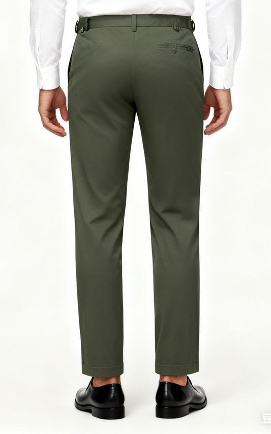 Custom Dark Olive Wool Pants Men Trousers Business Formal Wear | WIAI Custom Suits - View 2
