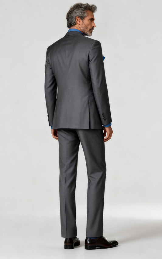 Custom Gray Business Suit Set Men Tailored Wool | WIAI Custom Suits - View 2