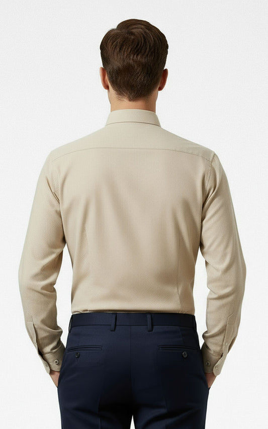 Custom Mens Khaki Dress Shirt Organic Cotton Business Formal | WIAI Custom Suits - View 2