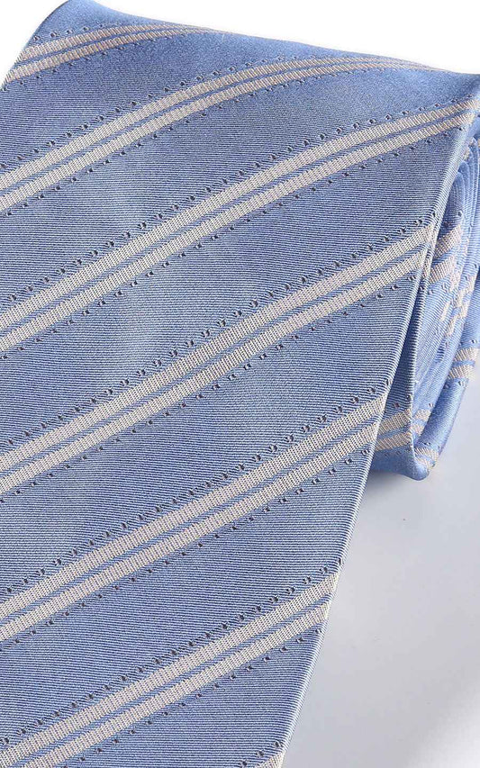 Custom Business Tie Blue Striped Silk - Classic Formal Necktie | WIAI Premium Tailoring | WIAI Custom Suits - View 2