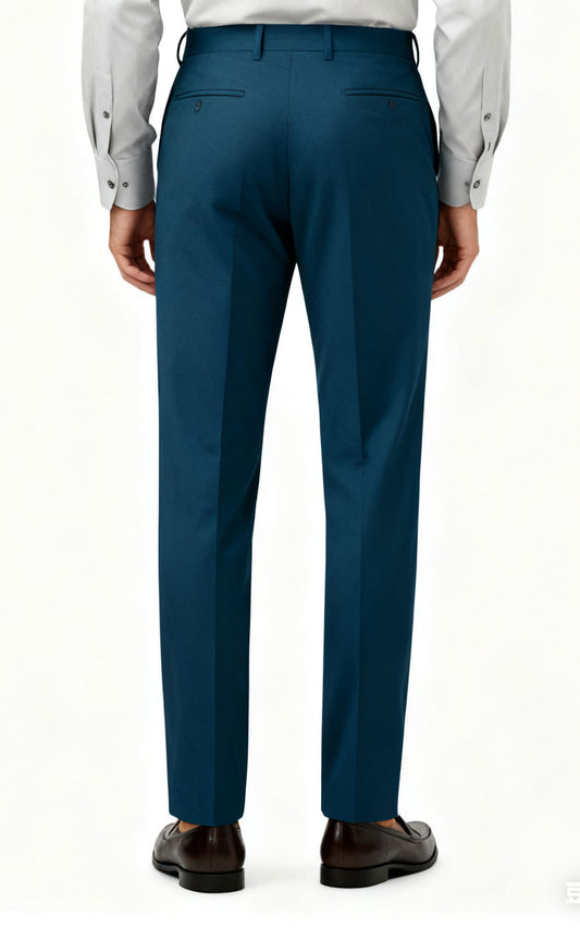 Custom Men Teal Wool Dress Custom Pants Tailored Business Formal | WIAI Custom Suits - View 2