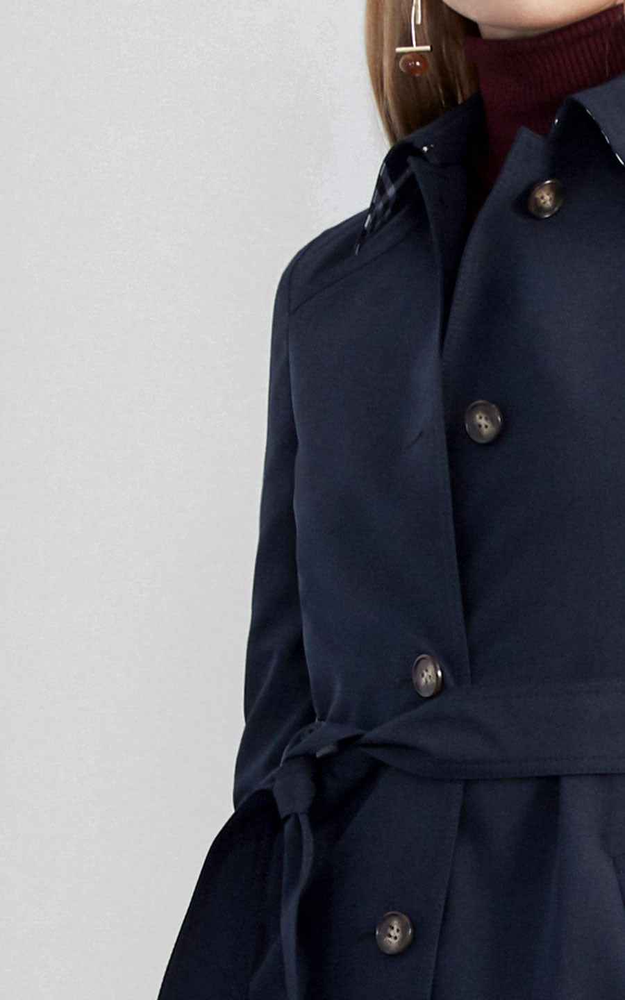 Navy Double-Breasted Blazer with Belt - Professional