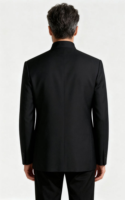 Custom Chinese Wedding Suit Formal Embroidered Men Navy Suit Jacket | WIAI Custom Suits - View 2