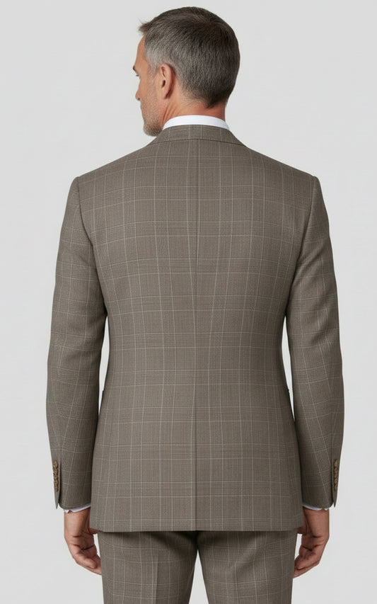 Custom Light Brown Check Casual Blazer Custom Made Mens Suit | WIAI Custom Suits - View 2