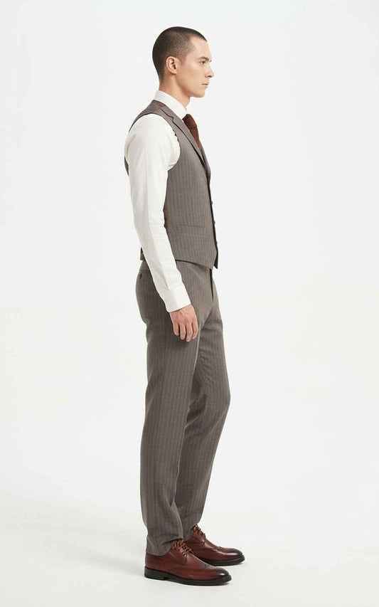 Custom Gray Vest Suit Men Business Formal Set | WIAI Custom Suits - View 2