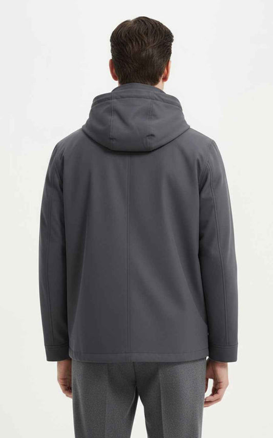 Custom Men Custom Utility Jacket Zip-Up Chest Pockets Gray | WIAI Custom Suits - View 2