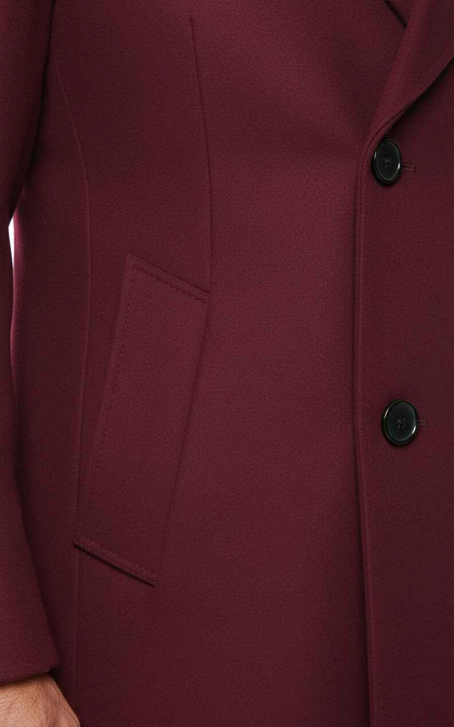 Men's burgundy custom double-breasted business casual wool coat
