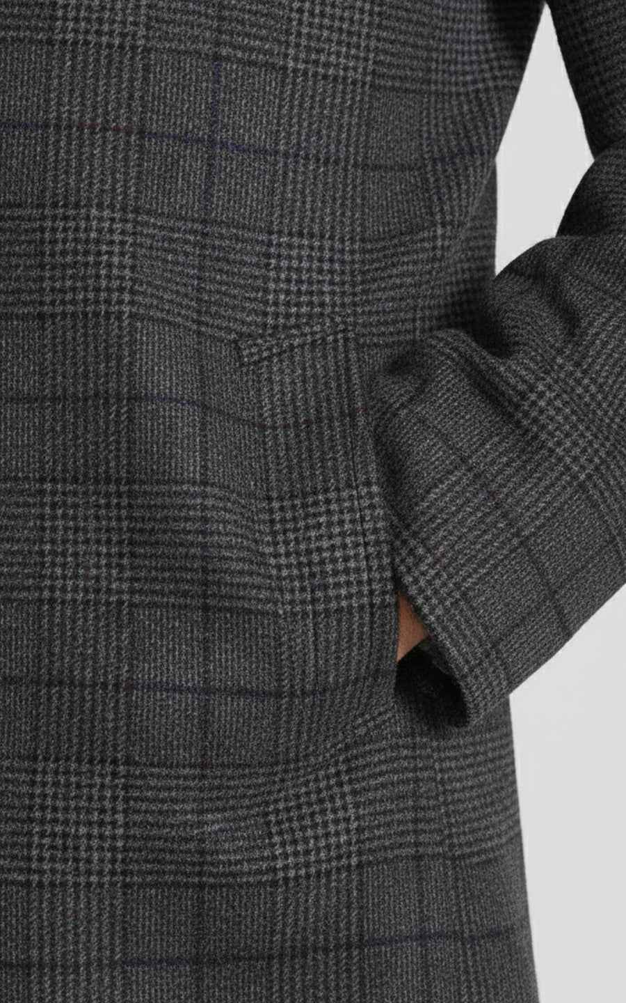 Dark gray plaid men's wool overcoat custom business Coat