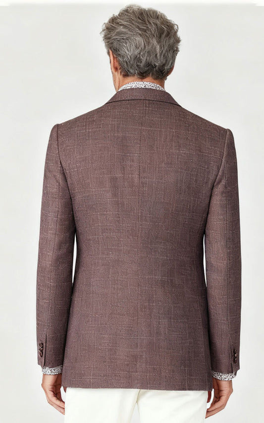 Custom Men Custom Tailored Brown Plaid Wool Blazer Suit Jacket | WIAI Custom Suits - View 2