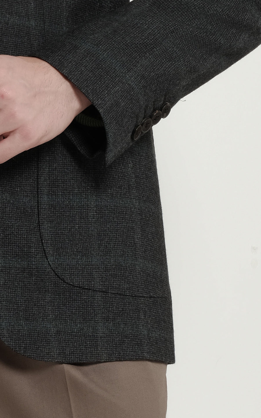 Men's Custom Dark Green Windowpane Business Casual Suit Coat