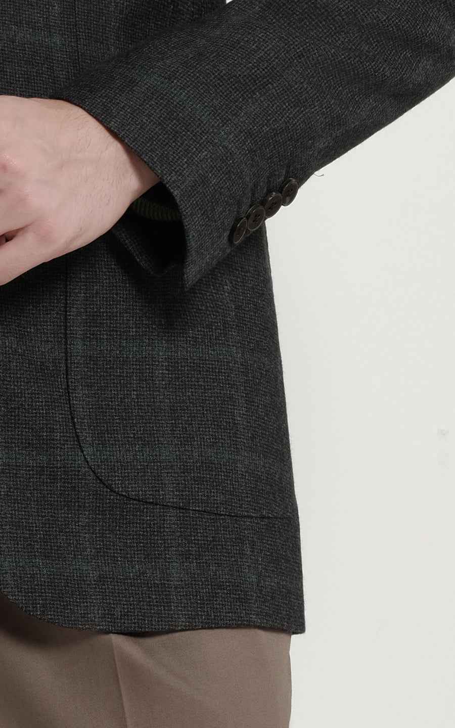 Men's Custom Dark Green Windowpane Business Casual Suit Coat