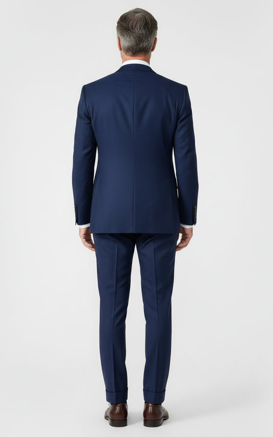 Custom Dark Blue Notch Lapel Suit Men's Custom Formal Business Suit Set | WIAI Custom Suits - View 2