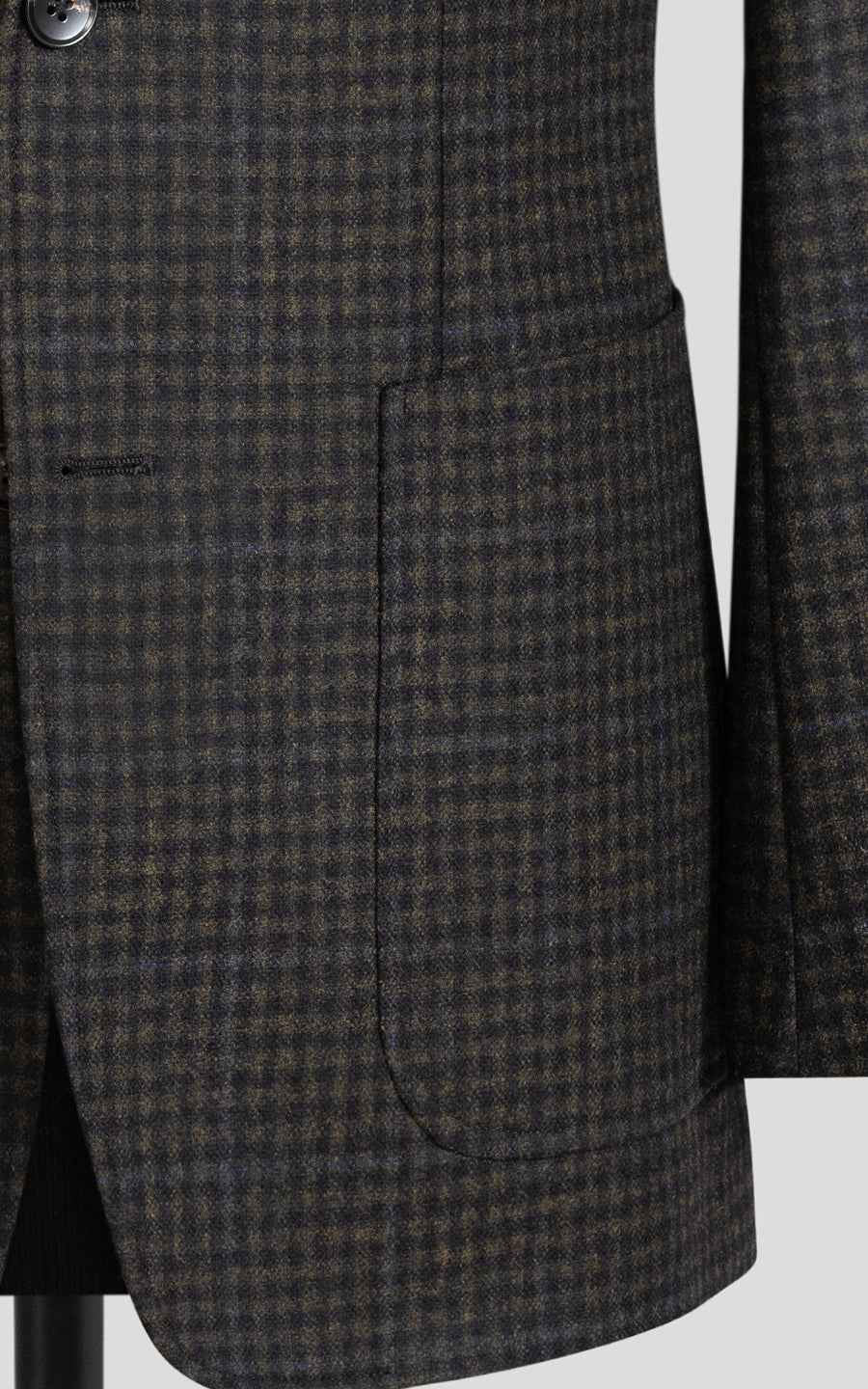 Custom-made men's dark green plaid casual suit coat