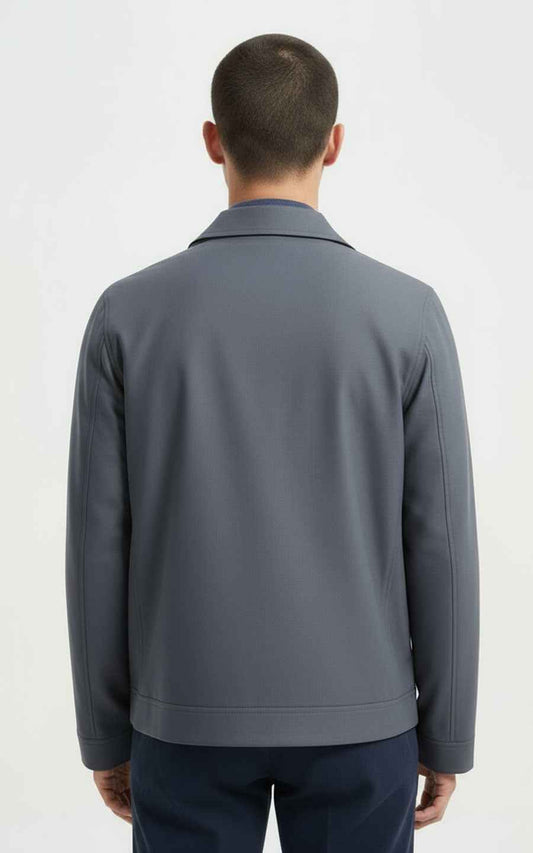 Jacket Men Grey Zip Up Utility Style Casual Wear