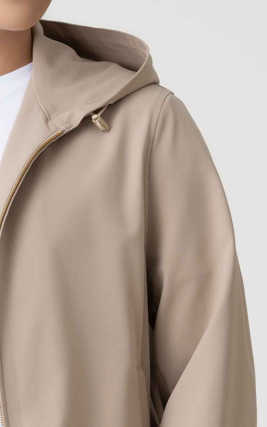 Beige Zipper Hooded Custom Men's Casual Jacket