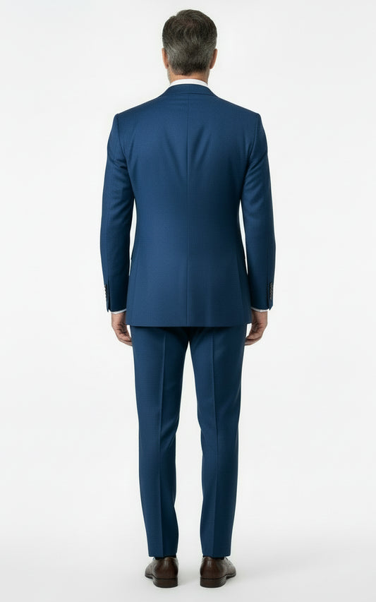 Custom Navy Blue Tailored Suit Set Men Business Formal Wear | WIAI Custom Suits - View 2