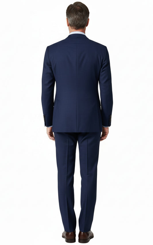 Custom Navy Plaid Suit Set Men Formal Business Tailored | WIAI Custom Suits - View 2