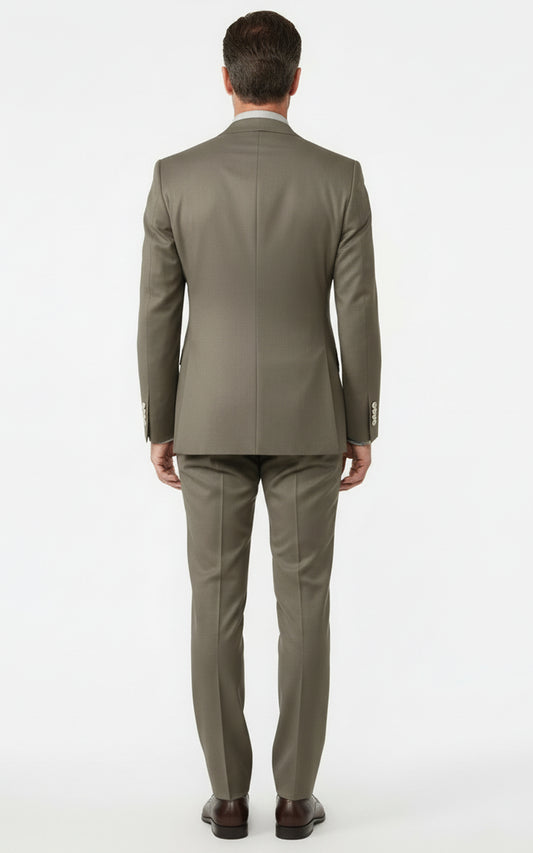 Custom Tailored Online Suit Set Dark Gray Brown Twill Business Formal